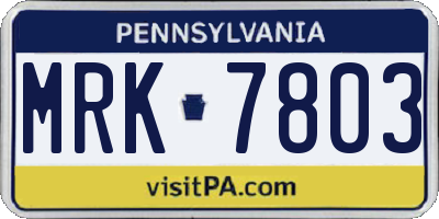 PA license plate MRK7803