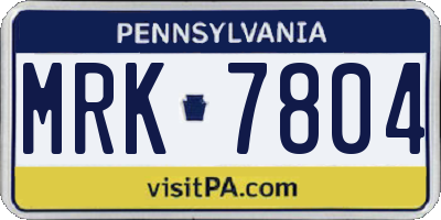 PA license plate MRK7804