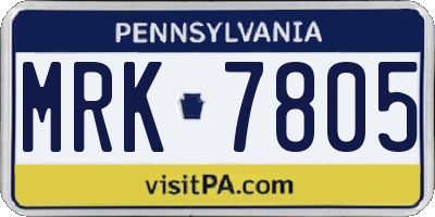 PA license plate MRK7805