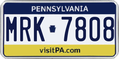 PA license plate MRK7808