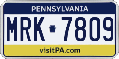 PA license plate MRK7809