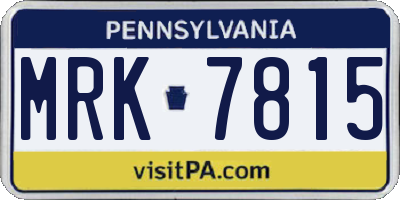 PA license plate MRK7815