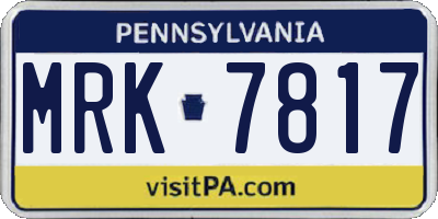 PA license plate MRK7817