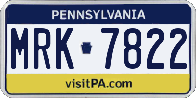PA license plate MRK7822