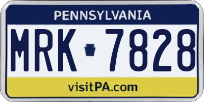 PA license plate MRK7828