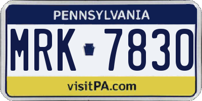PA license plate MRK7830