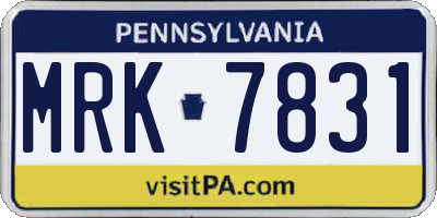 PA license plate MRK7831