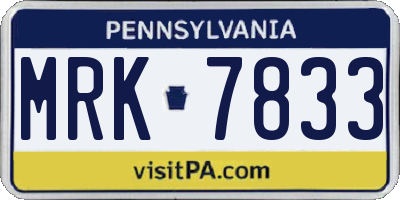PA license plate MRK7833