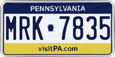 PA license plate MRK7835