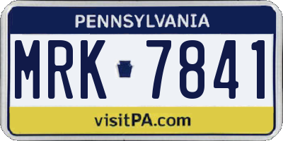 PA license plate MRK7841