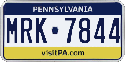 PA license plate MRK7844