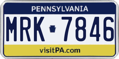 PA license plate MRK7846