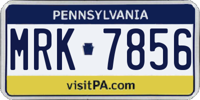 PA license plate MRK7856