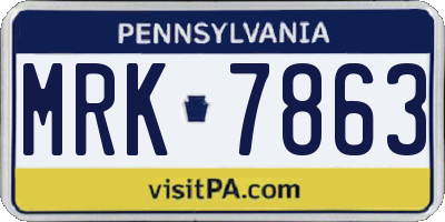 PA license plate MRK7863