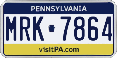 PA license plate MRK7864