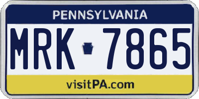 PA license plate MRK7865