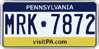 PA license plate MRK7872