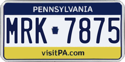 PA license plate MRK7875
