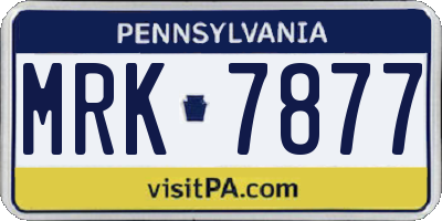 PA license plate MRK7877