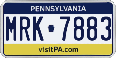 PA license plate MRK7883