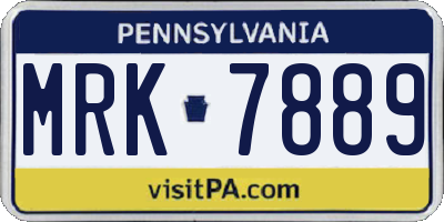 PA license plate MRK7889