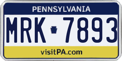 PA license plate MRK7893