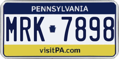 PA license plate MRK7898