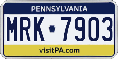 PA license plate MRK7903