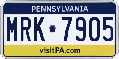 PA license plate MRK7905