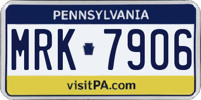 PA license plate MRK7906