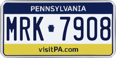 PA license plate MRK7908