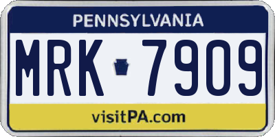 PA license plate MRK7909