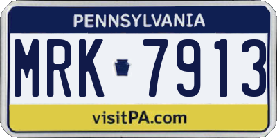 PA license plate MRK7913