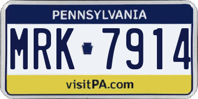 PA license plate MRK7914