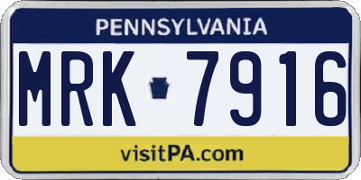PA license plate MRK7916