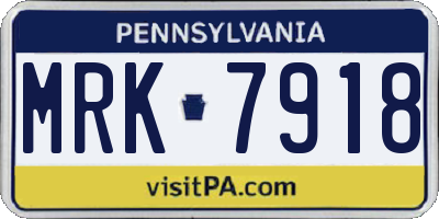 PA license plate MRK7918