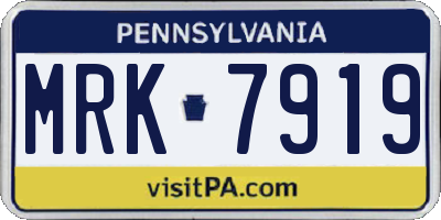 PA license plate MRK7919