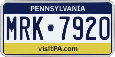 PA license plate MRK7920