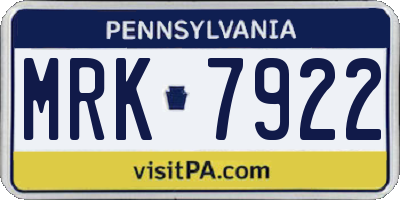 PA license plate MRK7922