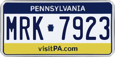PA license plate MRK7923