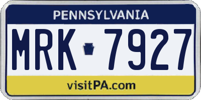 PA license plate MRK7927