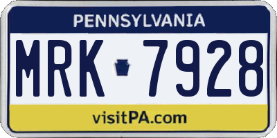 PA license plate MRK7928