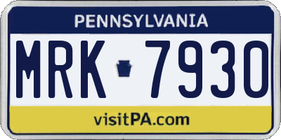 PA license plate MRK7930