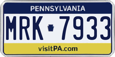 PA license plate MRK7933