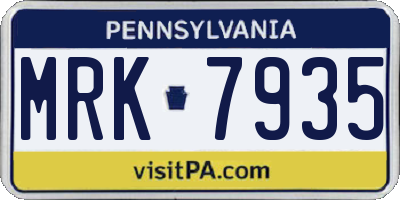 PA license plate MRK7935