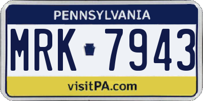PA license plate MRK7943