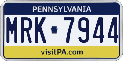 PA license plate MRK7944