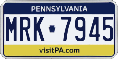 PA license plate MRK7945