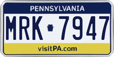 PA license plate MRK7947
