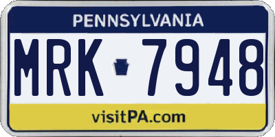 PA license plate MRK7948